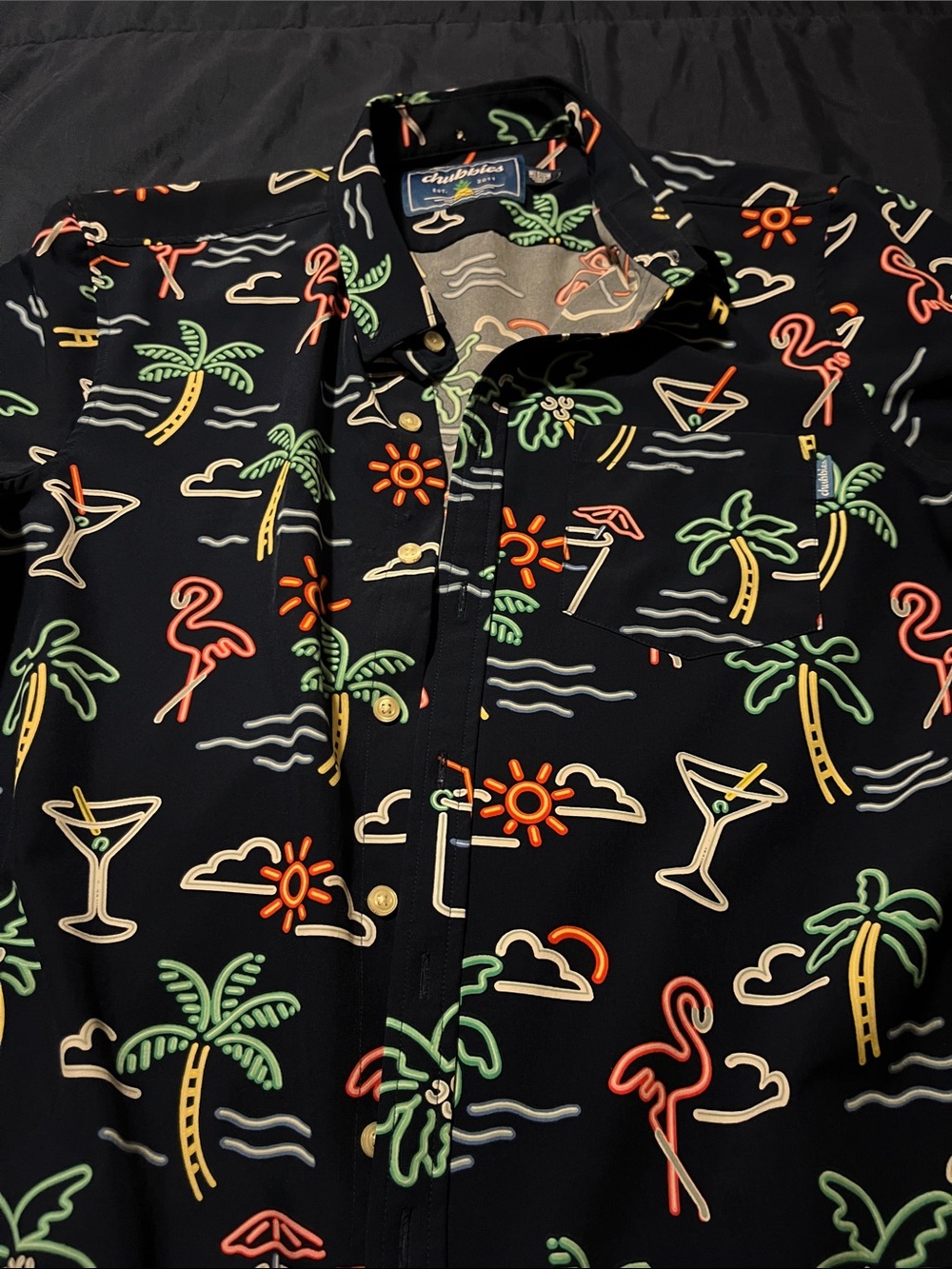 Chubbies navy blue button down shirt.